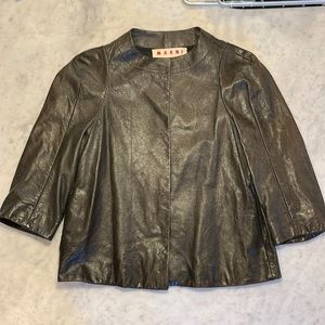 Marni Lambskin Leather Cropped Swing jacket, size 42